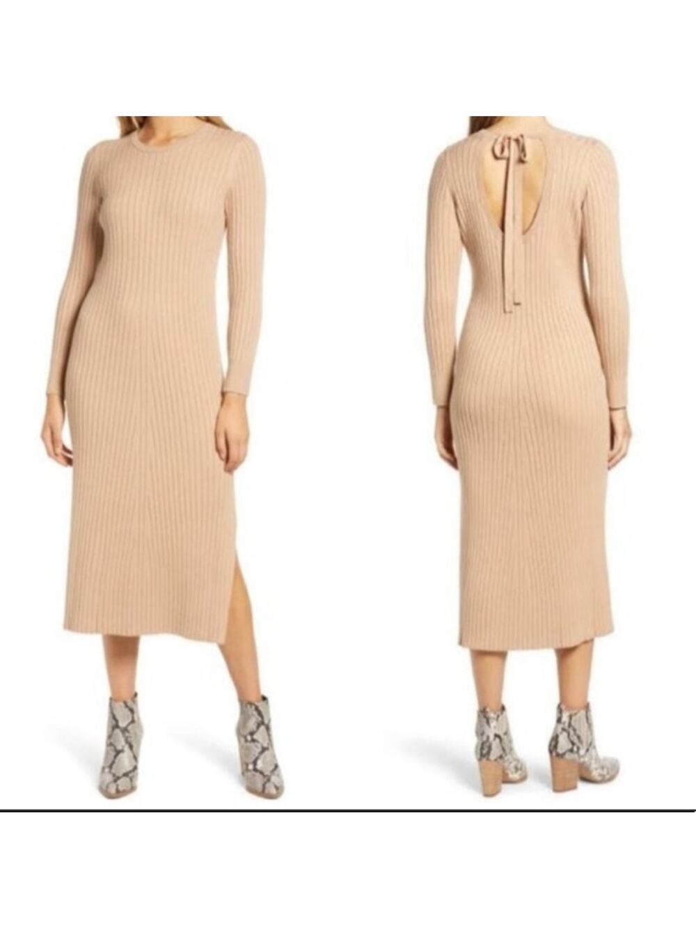 Wayf x BFF Hollie midi sweater dress tan - Medium